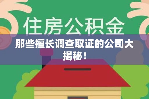 浦城那些擅长调查取证的公司大揭秘！