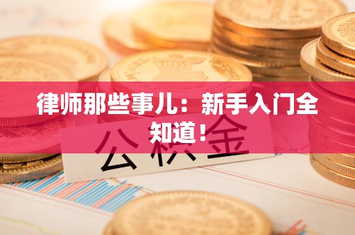 浦城律师那些事儿：新手入门全知道！