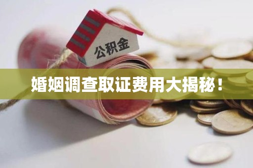 浦城婚姻调查取证费用大揭秘！