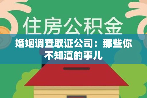 浦城婚姻调查取证公司：那些你不知道的事儿