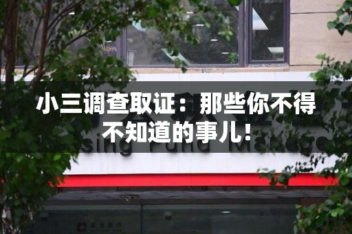 浦城小三调查取证：那些你不得不知道的事儿！