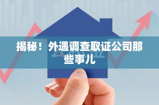 浦城揭秘！外遇调查取证公司那些事儿