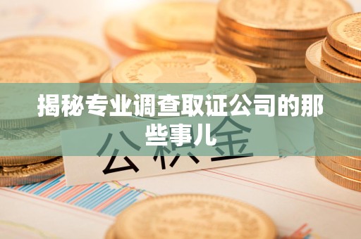 浦城揭秘专业调查取证公司的那些事儿