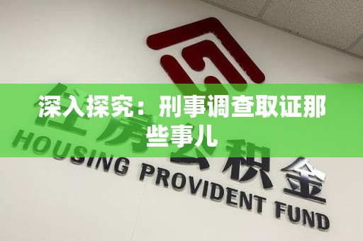 浦城深入探究：刑事调查取证那些事儿