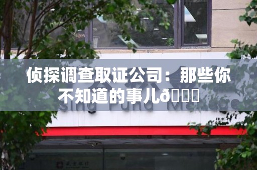 浦城侦探调查取证公司：那些你不知道的事儿😎