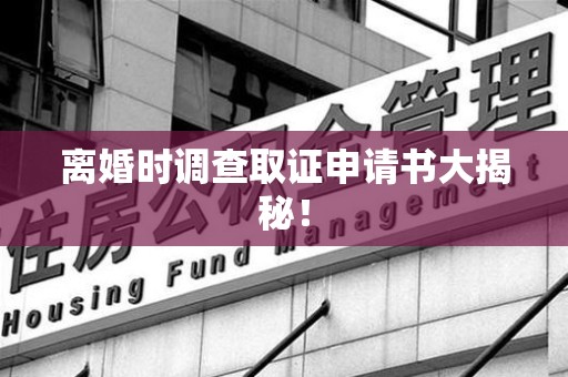 浦城离婚时调查取证申请书大揭秘！